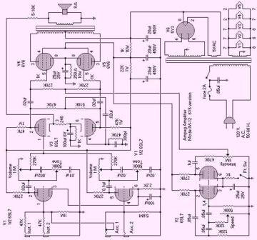 Ampeg M12 ;6V6 Version schematic circuit diagram